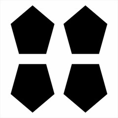 Vector, Image of set of pentagon silhouettes, black and white color, with transparent background

