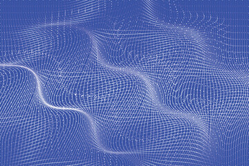 Fototapeta na wymiar Abstract wave with moving dots flow of particles cyber technology illustration background