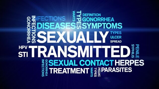 Sexually Transmitted animated tag word cloud;text design animation kinetic typography seamless loop.