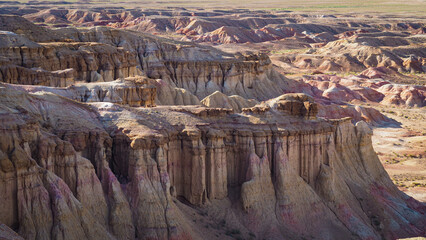 White limestone rocks formation of White Stupa in Gobi desert