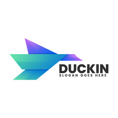 Vector Logo Illustration Duck Gradient Colorful Style.