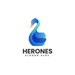 Vector Logo Illustration Heron Gradient Colorful Style.