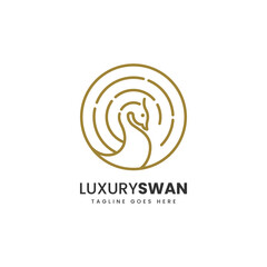 Vector Logo Illustration Luxury Swan Line Art Style.