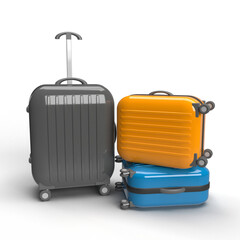 3d colorful travel bag luggage transparent background