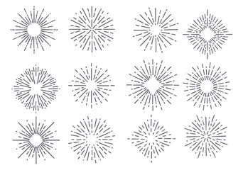 Vintage Light Burst Doodle Element for Badge Design