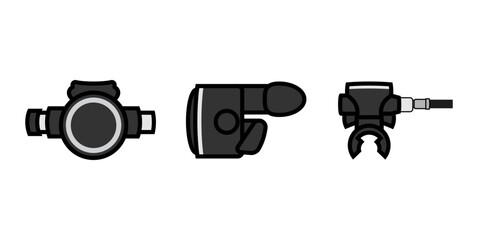 Scuba regulator set pictograms vector illustration.