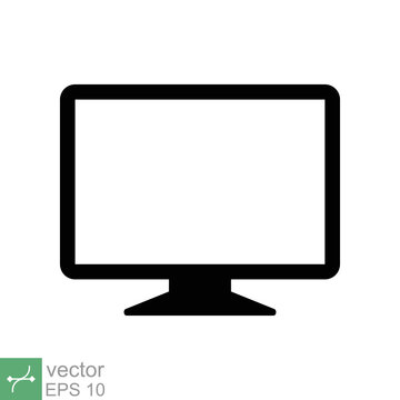 Monitor screen icon. Simple flat style. PC, desktop, lcd, tv, television, computer display, digital technology concept. Vector illustration isolated on white background. EPS 10.