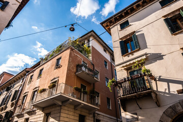 Fototapeta na wymiar Low angle view of Streets of Verona, Veneto, Italy