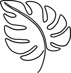 simplicity monstera leaf freehand continuous line drawing