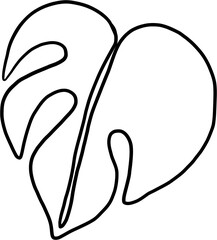 simplicity monstera leaf freehand continuous line drawing