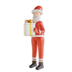 3d illustration Santa Clause and gift box