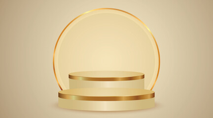 Golden podium and golden lines illustration background