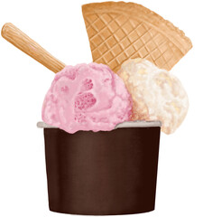 Gelato cream in cup illustration