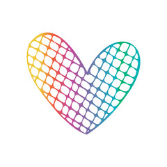 Vector doodle collection of cute rainbow hearts. Hand drawn illustrations for design on theme of Valentine's Day, love, wedding, feelings, relationships