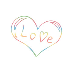 Vector doodle collection of cute rainbow hearts. Hand drawn illustrations for design on theme of Valentine's Day, love, wedding, feelings, relationships