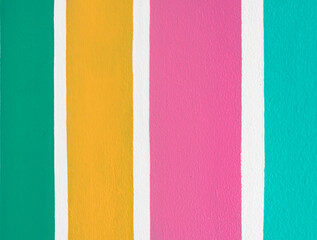 Fototapeta premium Multicolor vertical striped pattern on cement wall. Colorful painted on cement surface of the wall. Graffiti in the colors of rainbow. Colour full of wall. Color fence, Multi-colored concrete fence.
