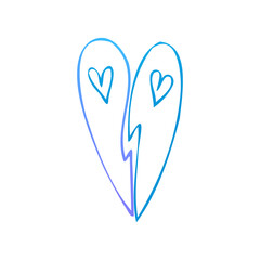 Simple blue doodle heart. Isolated design element for valentine's day, wedding, romance