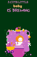 Baby arrival halloween style blank editable card invitation announcement unique 