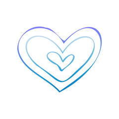 Simple blue doodle heart. Isolated design element for valentine's day, wedding, romance