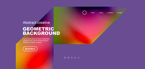 Fluid gradient geometric triangles, abstract landing page background. Minimal shapes composition for wallpaper, banner, background, leaflet, catalog, cover, flyer