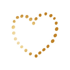 Simple golden doodle hand drawn heart. Isolated design element for valentine's day, wedding, romance