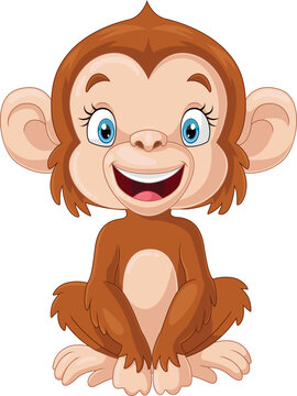 Cute little monkey cartoon sitting