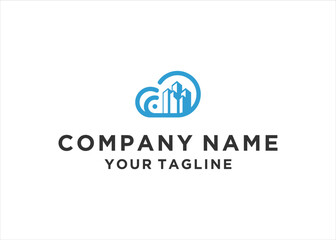 Cloud Building logo design vector