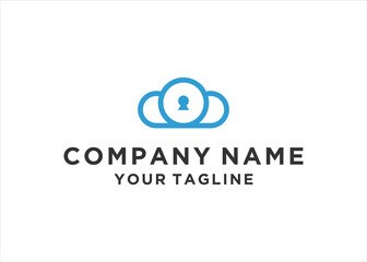 Obraz premium Cloud lock down keyhole vector logo