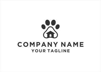 Fototapeta na wymiar Paw Dog cat pet house home logo vector icon illustration