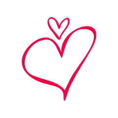 Simple red vector doodle heart. Abstract illustration for design. Element for creating patterns, postcards, sublimations, decor. Valentine's day, love, wedding, relationship
