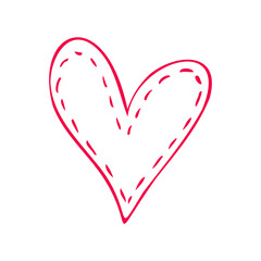 Simple red vector doodle heart. Abstract illustration for design. Element for creating patterns, postcards, sublimations, decor. Valentine's day, love, wedding, relationship