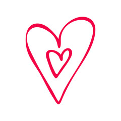 Simple red vector doodle heart. Abstract illustration for design. Element for creating patterns, postcards, sublimations, decor. Valentine's day, love, wedding, relationship