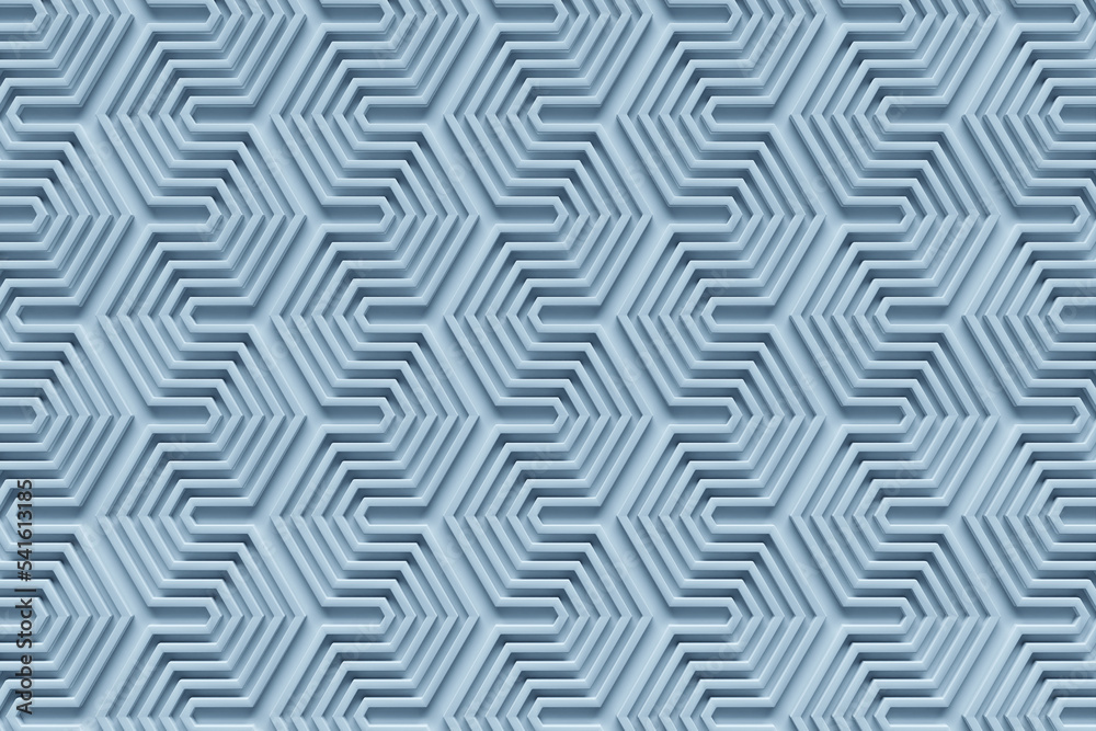 Poster 3d rendering. blue and red pattern of cubes of different shapes. minimalistic pattern of simple shap