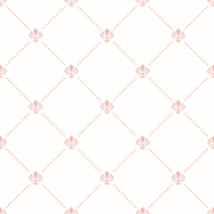 Fototapeta premium Seamless pattern. Modern geometric ornament with pink royal lilies. Classic vintage background