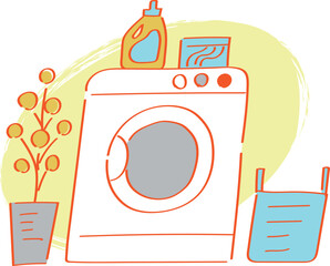 全自動、ドラム式洗濯機のイラスト