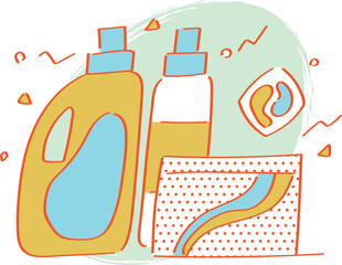 洗濯洗剤セットのイラスト