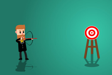 Businessman aiming the target. Business Concept. Vector illustration