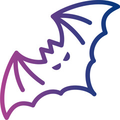horror bat gradient line icon