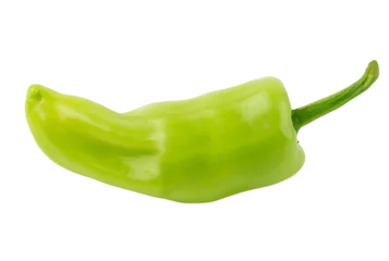 Gordijnen Green hot chili peppers isolated on a transparent background © kaiskynet
