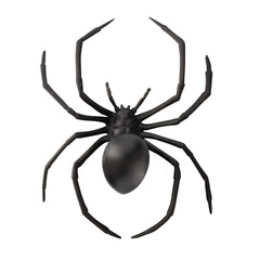 Fake rubber spider toy isolated over a white background. black spider toy isolated on a transparent background. Comic horror for Halloween.