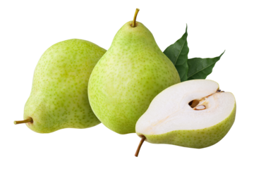 Green pear fruit isolated on transparent background