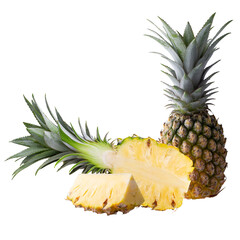 Pineapple slices isolated on transparent background