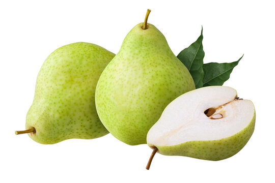 Green pear fruit isolated on transparent background