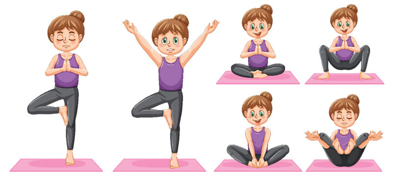 Set of yoga postures