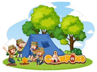 Outdoor camping with scout kids