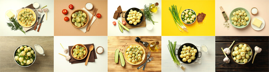 Collage of photos for concept Tasty food - Potato