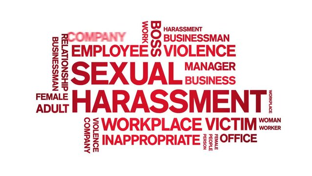 Sexual Harassment Animated Tag Word Cloud;text Design Animation Kinetic Typography Seamless Loop.