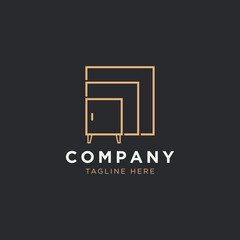 Interior Furniture Cupboard Logo Vector Icon Illustration