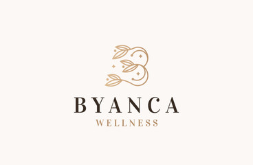 Letter B natural beauty alphabet logo icon design template flat vector