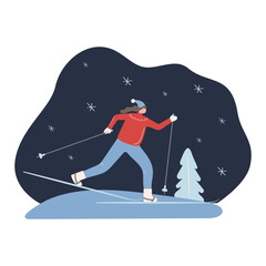Woman skiing in the woods